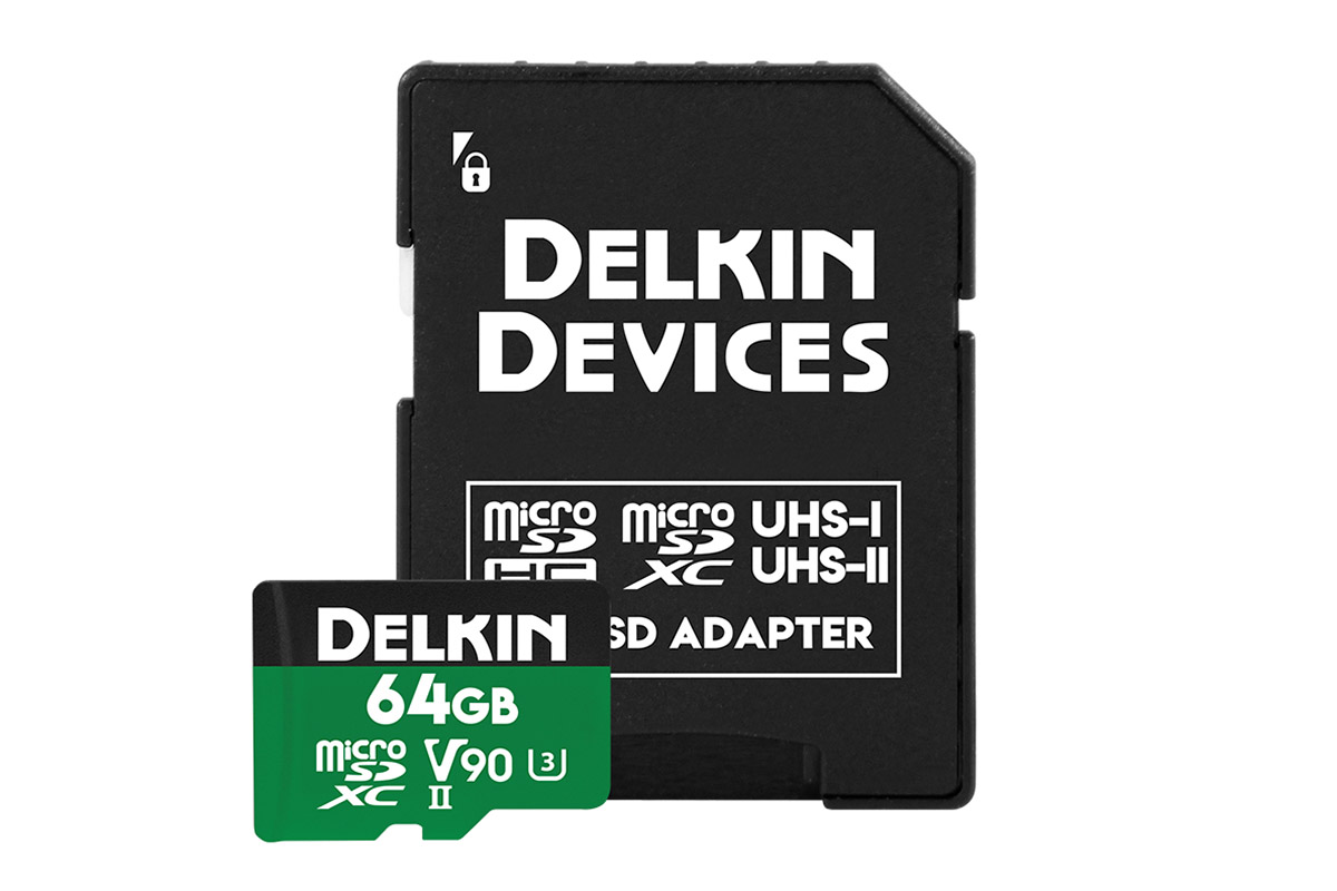 Delkin 64 GB microSDXC Power 2000X UHS-II V90 minneskort för drönare stöder 4k och 8K videoinspelning